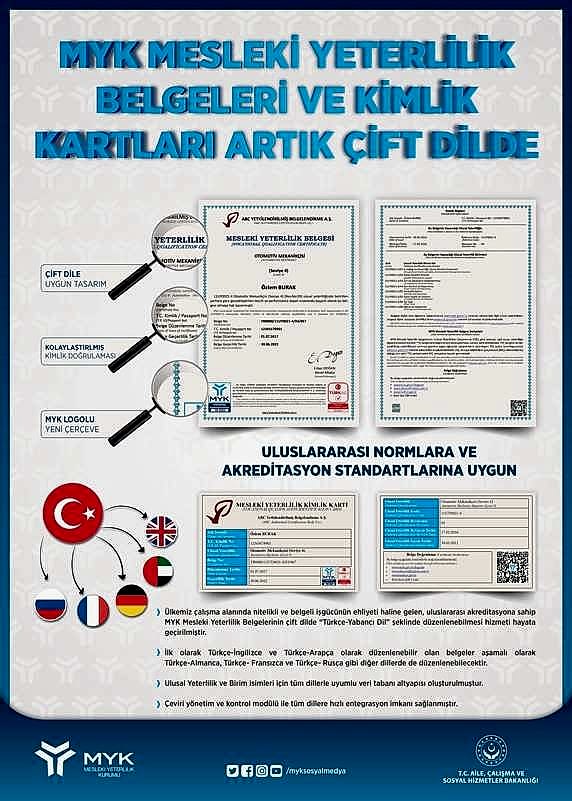 MYK Belgeleri Artık Çift Dilde